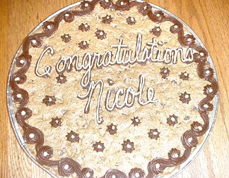 Debbi made one of her fameous chocolate chip cookie cakes