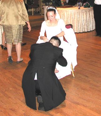 Shaun getting Kelly's Garter