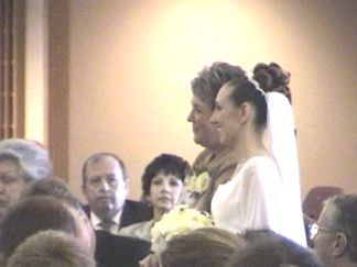 Debi and Kelly going up the aisle