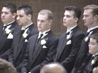 The Groomsmen: Mark Heisler, Dustin Rudisill, Josh Talbet, Mark Hammond, Mark Sweeney, and Ryan Mattingly