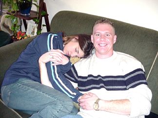 Mike Oliger looking after Natalie who doesn't feel too well