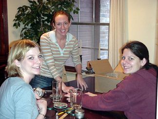 Kelly, Melissa and Jane working on decorations for the Rehearsal Dinner